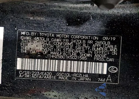 2019 Lexus Rc 350 z USA, uszkodzony, nr VIN JTHHZ5BC1K5021585